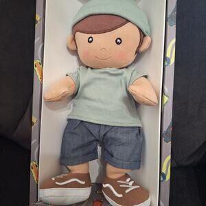 Apple Park Kids Levi in Sage organic cotton boy soft doll baby toddler gift